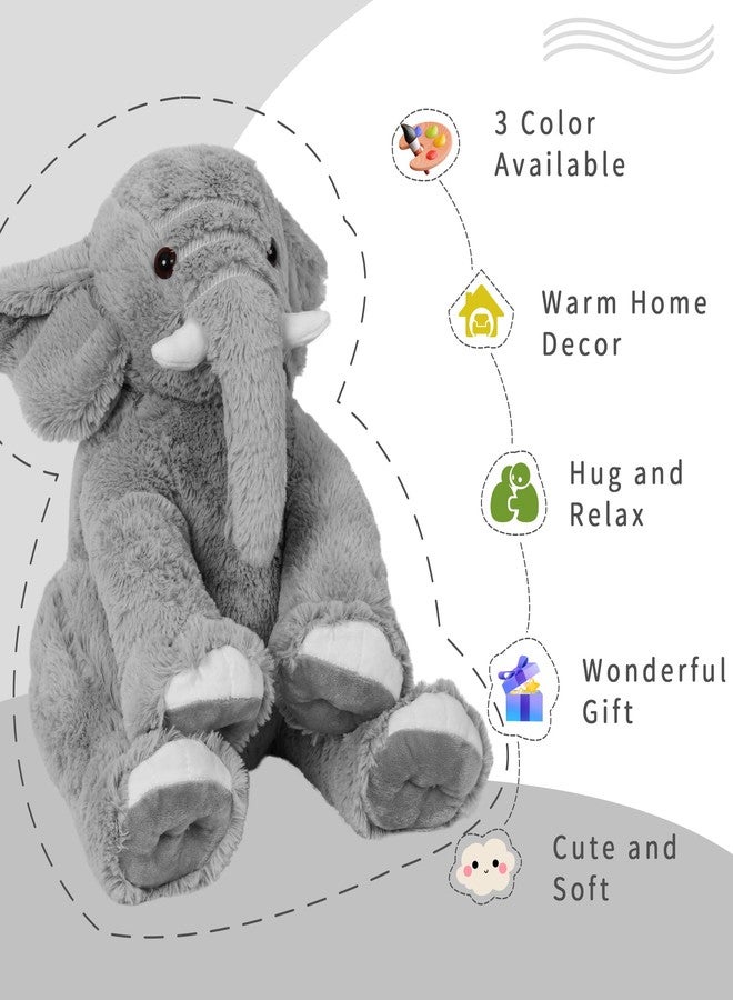 OurHonor Elephant Weighted Stuffed Animals 5 lbs 16in, Weighted Plush Elephant Stuffed Animal Plushies Gifts for Kids and Adults(Grey) - Image 2